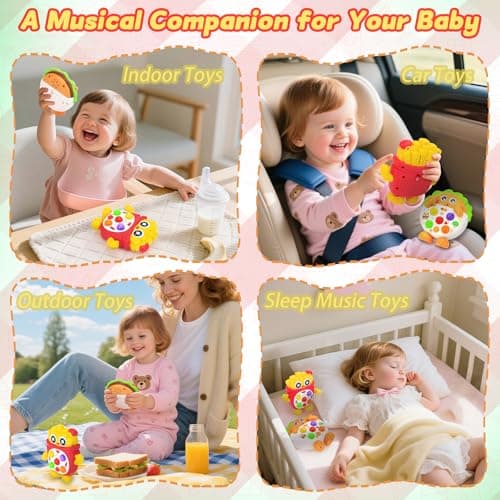 MPQMPQ Musical Toys for Toddlers 1-3, Baby Musical Toys with Music & Sound Effects & 5 Level Quick Push Game, Interactive Light up Baby Toy with Flashing, Birthday Gift for Boy Girl 1 2 3 Year Old - Thumbnail 5