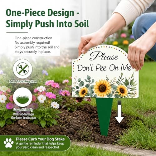 2 Pcs Sunflower No Dog Peeing Sign for Yard, 9.8x13.8" Inch Please Don't Pee on Me Yard Sign with Stakes, Aesthetic Corrugated No Dog Urine Signage, Decorative Curb Your Dog Signs for Lawn - Thumbnail 5