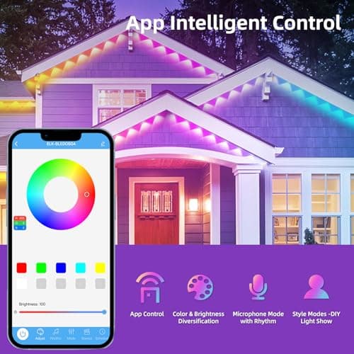 AHAWILL Permanent Outdoor RGB Lights with IP67 Waterproof, Smart Outdoor String Lights Remote Control, Eaves Lights with App, Daily and Accent Lighting for Halloween,Christmas Holiday Decor(200ft) - Thumbnail 3