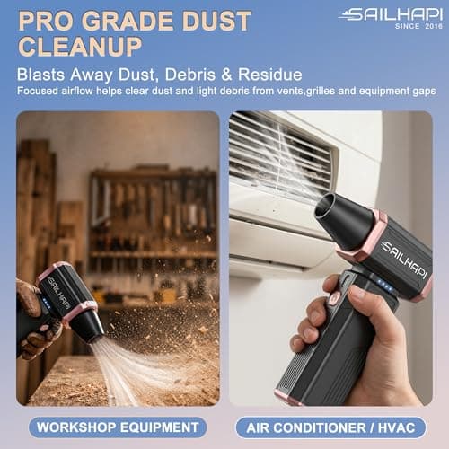 SAILHAPI Compressed Air Duster 300000RPM, High-Speed Cordless Blower for Barber with Variable Speed, Electric Dust Blower for Keyboard, Car, PC, Hair Cut, Replaces Canned Air, Gifts for Men - Thumbnail 5