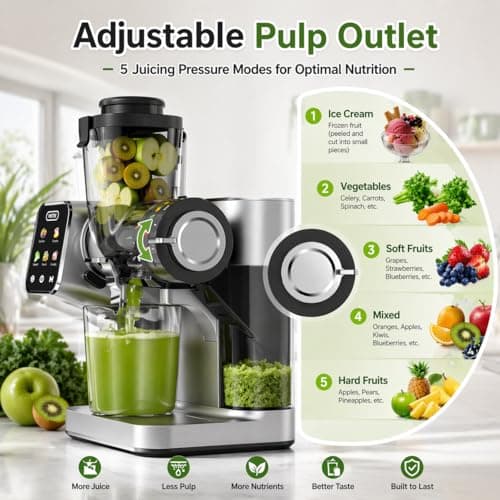 WETIE Cold Press Juicer, 3-in-1 Juicer Machines with 99% High Juice Yield - Thumbnail 3