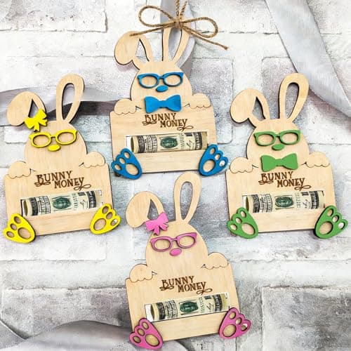 Easter Bunny Money Holder for Cash Gift,Cards Holder Basket Tag,Stuffers for Toddler,Kids,Teens,Gifts for Baby Boy,Girl,Grandchildren,Easter Basket Decorations (Blue) - Thumbnail 4