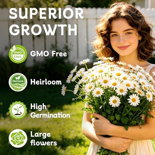 LUOJIBIE German Chamomile Seeds, 60,000+ Chamomile Flower Seeds Bulk for Planting Outdoor Indoor Garden, Heirloom & Non-GMO Matricaria Chamomilla/Recutita Herb Seeds, Easy to Grow - Thumbnail 3