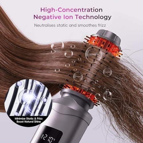 Cordless Hair Straightener Brush, Mini Hair Curling Iron Brush with 3 Temprature Controls, Anti-Scald Rechargeable Hair Curler with LCD Display, Anti-Frizz, Fast Heating for Styling & Travel - Thumbnail 4