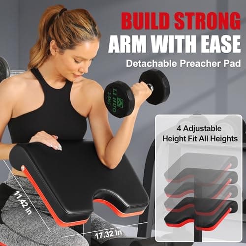 OPPSDECOR Weight Bench Set with Squat Rack, Leg Extension & Preacher Curl Pad, 660LBS Full Body Home Gym Bench Press for Beginners, Women & Teens - Thumbnail 3