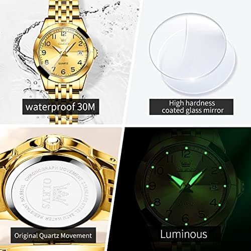 OLEVS Womens Watches Luxury Dress Small Face Diamond Gold Watches for Women with Date Elegant Stainless Steel Waterproof Luminous Women's Wrist Watch Fashion Analog Quartz Bracelet Reloj para Mujer - Thumbnail 5
