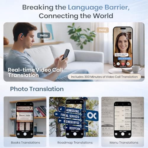 linktoonex AI Translator Earbuds Real Time 139 Languages, Bluetooth Translation Earbuds with LED Display, No Subscription, Open Ear Design for Learning Travel & Business Meetings with Charging Case - Thumbnail 5