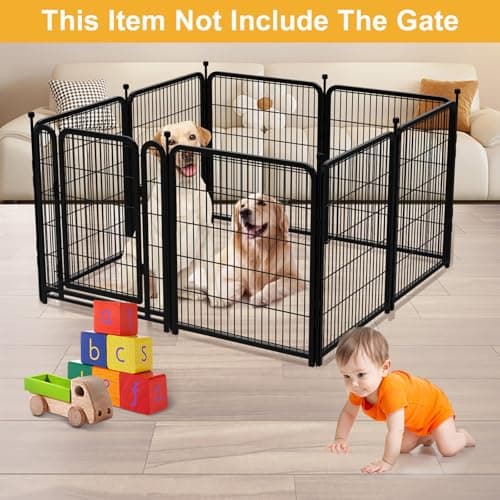 Getlay Doorless Dog Playpen 56inch 10 Panels, Dog Fence Outdoor for Yard, Garden Fence for Medium/Large Pets. Black Dog Pens Total22.1 Ft(L) - Thumbnail 5