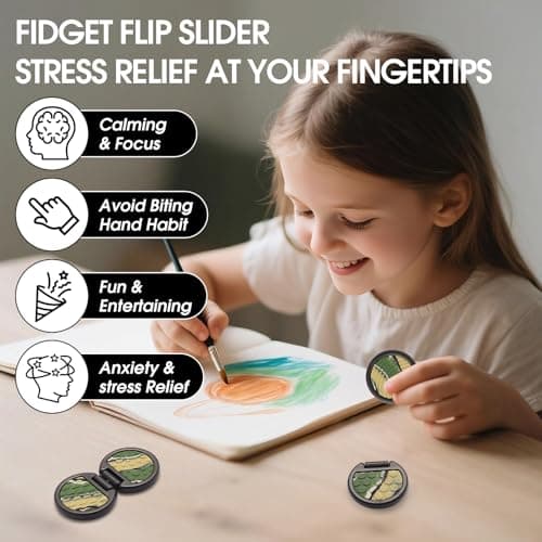 Fidget Toys Adults, Sensory Toys for Kids with Autism, Anxiety Relief Items for ADHD Stress Relief, Fun Fidgets for Teens Textured & Flip Slider - Treasure Box Toys for Classroom (1pc-Camo) - Thumbnail 5