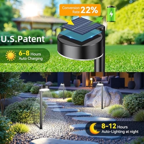 Ahaorigin 8 Pack Solar Pathway Lights Outdoor, 12 Brighter LED Solar Lights Outdoor Waterproof, Up to 12 Hrs Modern Path Light for Yard Garden Walkway Driveway Lawn, Cool White - Thumbnail 3