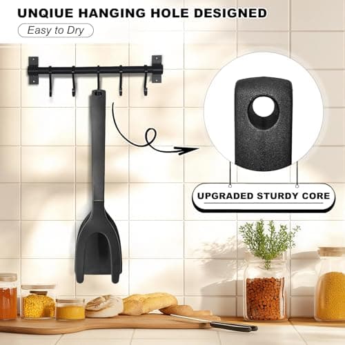 Silicone Spatulas, High Heat Resistant BPA Free Cooking Tongs, Silicone Kitchen Utensils, Spatula Tong, Egg Flipper Spatula for Non Stick Frying Pan, Ideal Cookware for Fish, Eggs, Pancakes - Thumbnail 5