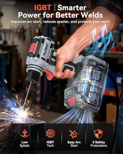 PLOWIC Portable Welding Machine:【2026 Next-Gen】110V Handheld Welder with Balanced Design, LCD Display & 3 Modes (MMA/Hot Start/Arc Force), 200A IGBT Inverter ARC Welder Gun Fits 1/16"-1/8" Rods, Gray - Thumbnail 4