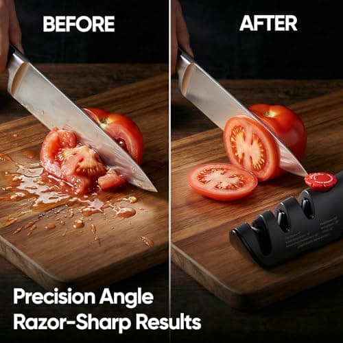 USELUCK Knife Sharpener, 6 Adjustable Sharpening Angles, Diamond-Coated Ceramic Stones for Kitchen, Professional & Pocket Knives - Coarse & Fine - Thumbnail 2