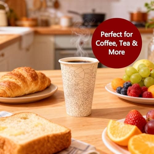 SOPARO 20oz Disposable Paper Coffee Cups Bulk, 1000 Count, Commercial Grade, Leak Resistant Hot Cups for Coffee Shops & Restaurants (1000, stock pattern, 20OZ) - Thumbnail 6