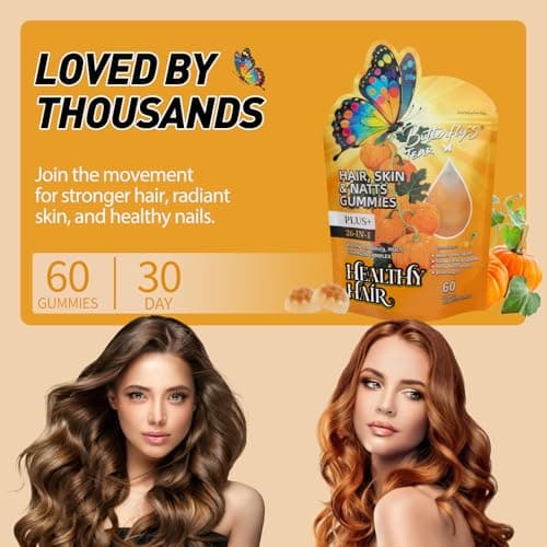BUTTERFLY'S TEAR Hair, Skin & Nails for Women, Gummies with 10000mcg Biotin & Collagen Complex,Strong Vibrant Hair, Supports Shiny Nails, Healthy Skin, Extra Strength (Pineapple Flavor, 120 Count) - Thumbnail 5