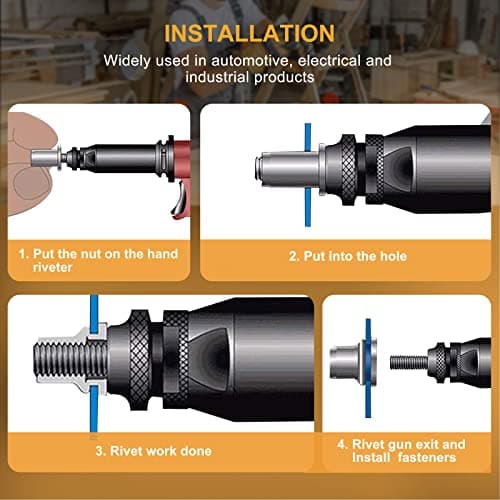SAE Rivet Nuts Assortment, VIGRUE 185pcs #8-32#10-24 1/4"-20 5/16"-18 3/8"-16 304 Stainless Steel Nutserts Rivnuts Kit, Flat Head Threaded Insert Nut Assort - Thumbnail 4
