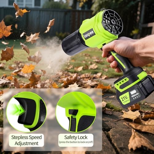 Leaf Blower Cordless,Battery Powered 800,000 RPM Electric Leaf Blower with 2 x 4.0Ah Battery and Charger Handheld Blowers for Lawn Care,Dust,Snow,Car Blowing Water with 2 Extended Nozzle - Thumbnail 6