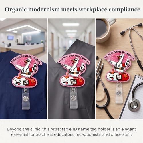 Retractable Badge Reel with Alligator Clip, Heavy Duty, Cute Funny ID Name Tag Holder for Nurses, Doctors, Teachers, and Office (Pink-Take This) - Thumbnail 4