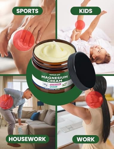 Venture Pal Magnesium Lotion, Topical Magnesium Cream, Leg & Muscle Relaxation with Coconut Oil, Shea Butter & Hyaluronic Acid, Safe for Kids - Thumbnail 3