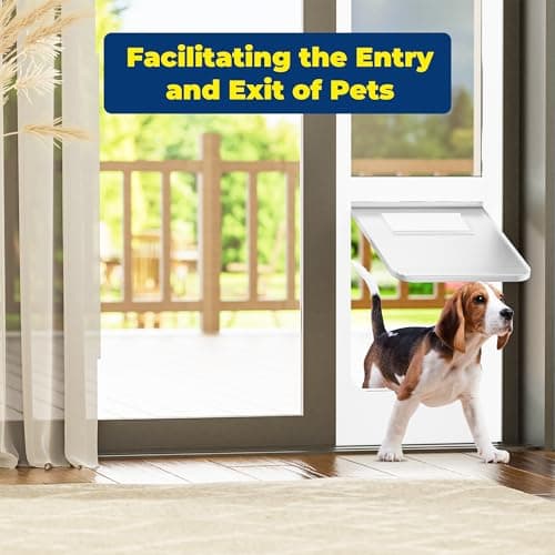Homgava Large Dog Door for Sliding Glass Doors,No-Cut DIY Install Pet Door- Aluminum Frame& Panel & Lock, Adjustable Height 83”-91 1/5”, Suitable for Dogs Up to 105 lbs -White - Thumbnail 4