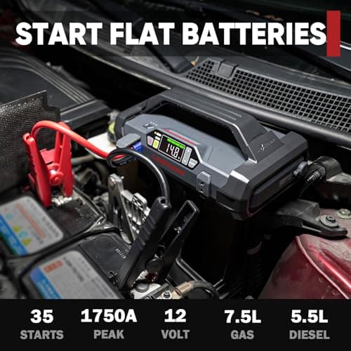 LOKITHOR JA400 1750A 12V Jump Starter with Air Compressor, 60W Two-Way Fast Charing, Lithium Car Battery Starter with 150PSI Digital Tire Inflator, Booster Pack for 7.5L Gas or 5.5L Diesel Engines - Thumbnail 2