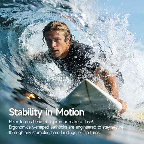 esonstyle Swimming Headphones Underwater - IP68 Waterproof Bone Conduction Headphones Bluetooth 6.0,Bone Conduction Earbuds with 8G MP3 for Swimming Running Cycling Sports (Black) - Thumbnail 6