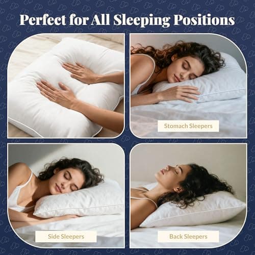 PlushHavenCloud White Goose Down Pillow - Luxury Hotel Bed Pillow with 100% Natural 1000+ Fill Power Goose Feather Down Pillow for Sleeping, 700TC Cotton Shell, Queen Size- Medium, 1 Pack - Thumbnail 5