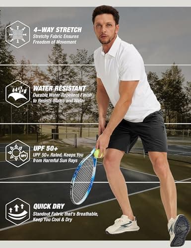MOURCE Mens Cargo Shorts Quick Dry - Water Resistant Outdoor Hiking Shorts Men with Zipper Pockets, Black - Thumbnail 5