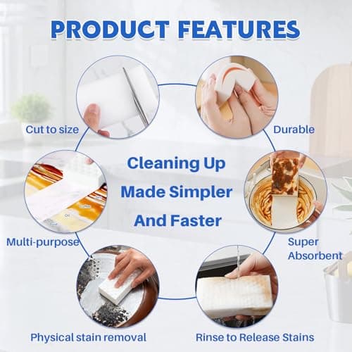 Glass Cooktop Cleaner Sponge, 10 Pack GRS Certified Stove Top Cleaner 2X Density Magic Melamine Sponge Eraser, Extra Durable & Long Lasting, for Kitchen Glass Marble Ceramics Top Daily Cleaning - Thumbnail 6