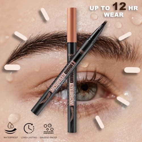 Microblading Eyebrow Pen for Women, 0.1mm Ultra Brush-Tip Long-Lasting Liquid 4D Brow Pen, Natural Hair-Like Brow Pencil, Smudge-Proof & Sweatproof, For Beginners & Sensitive Skin, Chocolate - Thumbnail 6