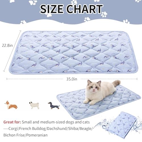 NACOCO Pet Summer Cooling Blanket - 22.8" x 35.0" Double-Sided Mat Dog Puppy Self ice Cat Pad Bed Cover for Home Outdoor Sofa Sleeping Washable Portable Lightweight Small Medium Large (Blue Shark, S) - Thumbnail 5