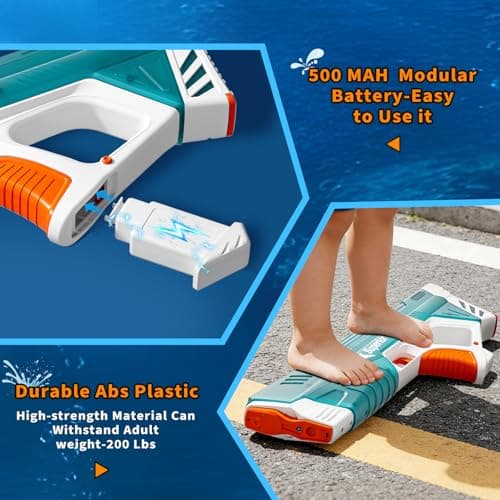 Skirfy Electric Water Gun for Adults Kids, Powerful Automatic Squirt Gun, High Powered Shooting 100+ Blasts, Strongest Auto Water Blaster, Long Range, Pool Outdoor Water Toy Game - Thumbnail 2