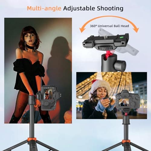 Jishane Camera Tripod with 360° Ball Head, 66.5'' Selfie Stick Tripod with 1/4" Screw & Action Camera Adapter, Compatible with Gopro Hero 13/12/11/10, DJI OSMO Pocket 3 & Action 6/5 pro/4, Insta360 X5 - Thumbnail 4