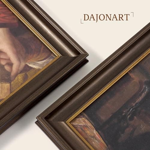 DAJONART Vintage Gold Framed Canvas Book Wall Art,Woman Reading Printed Oil Painting Wall Art, 8 x12 Rustic Gold Framed Canvas Books Posters,Feminist Portrait for Library Bedroom Decor, Gift for Book Lovers - Thumbnail 2
