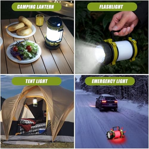 Alpswolf Camping Lantern Rechargeable, 4000mAh Camping Flashlight 6 Modes LED Lantern Portable Rechargeable Lanterns for Power Outage, Emergencies Light for Hiking, Green, 2 Packs - Thumbnail 4