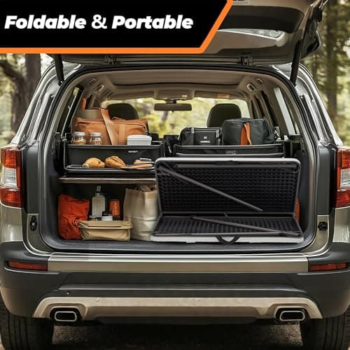 Outspurge 34" Folding Table, Portable Square Camping Card Table with Collapsible Legs & Carrying Handle, Plastic Tables for Outdoor Cooking,Camping,Picnic, Office, Party, White - Thumbnail 6