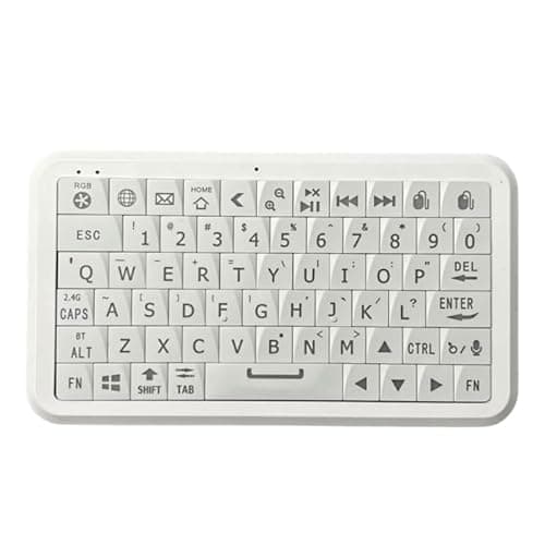 Winmaxle Mini Keyboard with Bluetooth 5.0/2.4G Dual Mode, Gyroscopic Motion Mouse, 64 Keys, RGB Backlight Options, Rechargeable Battery, Type-C Win/iOS/Android/(White) - Image 1