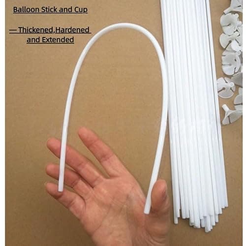 KAIQIZON Balloon Sticks - 100Pcs Balloon Stick and Cup for Decorations Birthday flower bouquet Party Wedding - Thumbnail 4