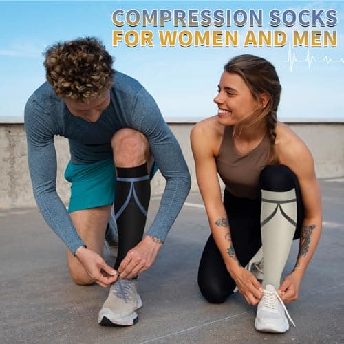 Sooverki Graduated Copper Compression Socks for Men & Women Circulation 8 Pairs 15-20mmHg - Best for Running Athletic Cycling - Thumbnail 3