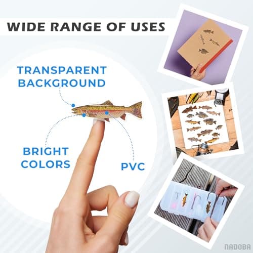 2 Sheets Fish Stickers for Adults - Realistic Detailed Fish Sticker Set, Quality Vinyl, 26 Fishing Stickers and Decals, Great Phone & Laptop Decorating - Usable with Metal, Plastic, Wood and Glass - Thumbnail 3