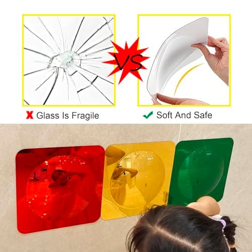 WTLSJMING 3 Pcs Sensory Wall Mirror | Acrylic Bubble Mirror | for Wall Decoration Sensory Toys | for Kids Classroom Home -Sensory Room Decor | Visual, Tactile Stimulation (3, red+Yellow+Green) - Thumbnail 3