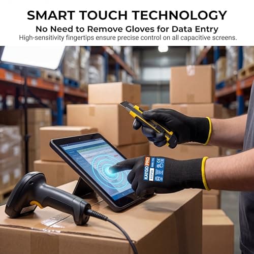 KAYGO 12 Pairs Cut Resistant Gloves PU Coated,Safety Work Gloves with Grip,Full Fingers Touchscreen, ANSI Cut Level A1, KGP26 - Thumbnail 2