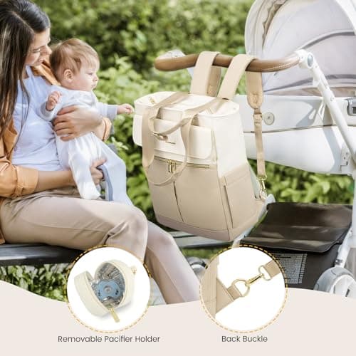 LOVEVOOK Diaper Bag Backpack,Diaper Tote Bag with Insulated Pockets,Baby Bag for Girl Boy with Changing Pad,Large Baby Diaper Bag with Pacifier Case,Anti-Theft Travel Backpack for Women - Thumbnail 2