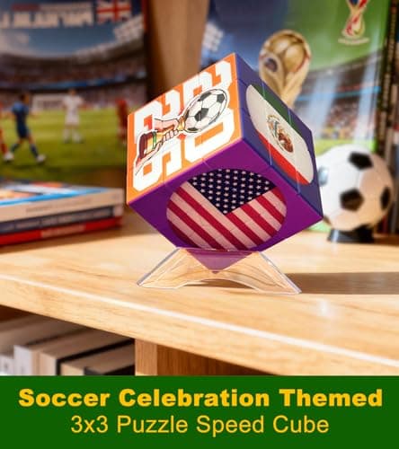 2026 World Soccer Cup Themed 3x3 Cube Puzzle, Football Sports Celebration Brain Puzzle Toy, Memorable Decor for Sport Fans - Thumbnail 2