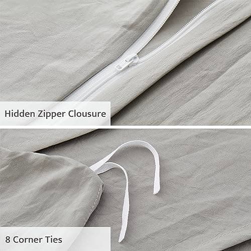 Oli Anderson Light Grey Duvet Cover King Size - Pleated King Duvet Cover, 3PCS Soft and Breathable Textured Bedding Set with Zipper Closure(Light Grey,104"x90") - Thumbnail 4