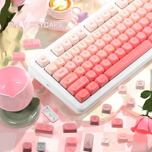 AKepopery 134Keys PBT Keycaps MOA Profile Key Cap for Cherry Gateron MX Switches Mechanical Keyboards Key caps (Butterfly Powder) - Thumbnail 5