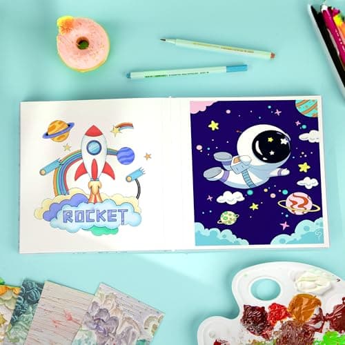 FLYING EAGLE Sketch Book, Square Hardcover Sketchbook for Kids, 8 x8, Blue - Thumbnail 5