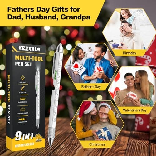 KEZKALS Fathers Day Gift from Daughter Son Wife, 9 in 1 Multitool Pen, Gifts for Men, Fathers Day Mens Gifts for Husband Dad, Dad Gifts for Him Grandpa, Birthday Anniversary Graduation Gifts for Men - Thumbnail 2
