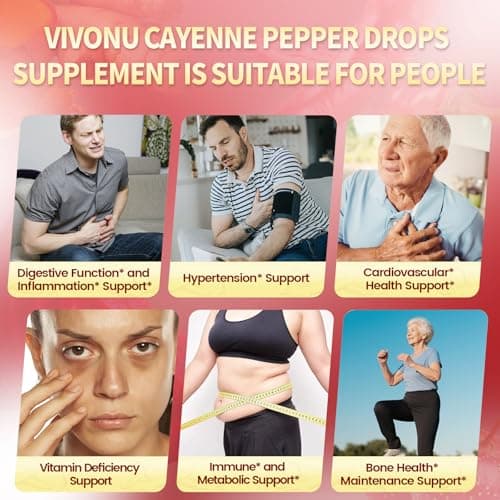 VivoNu Cayenne Pepper Softgels Supplement, Supports Leg Vein, Heart and Blood Vessel Health, with Vitamin E D3+K2 and Extracts of Grape Seed, Hawthorn, Beetroot, Berberine (Drops /1 Bottle) - Thumbnail 5
