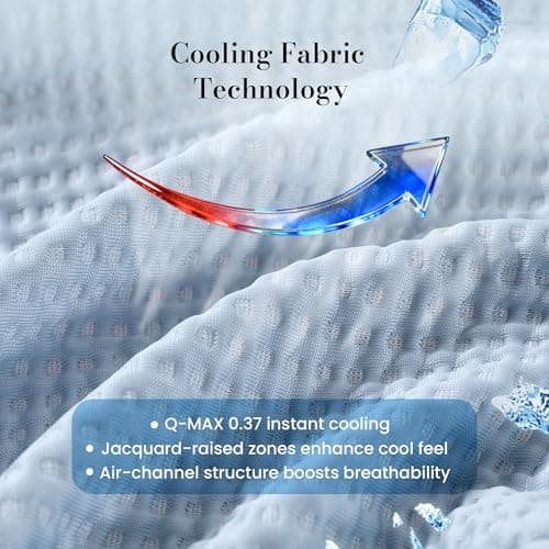 Amélie Home Premium Cooling Waffle Reading Pillow, Qmax>0.37 Ergonomic Backrest Support with Pocket & Handle, Breathable Lounging Pillow for Bed Sofa Floor Summer, 17 Inches, Sky Blue - Thumbnail 5
